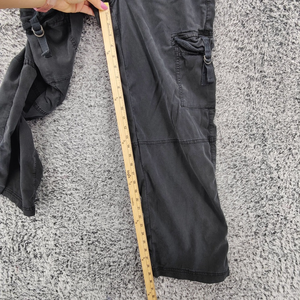 American Eagle Womens Gorpcore Cargo Super High Rise Baggy Wide Pants 10 Black - Picture 4 of 16